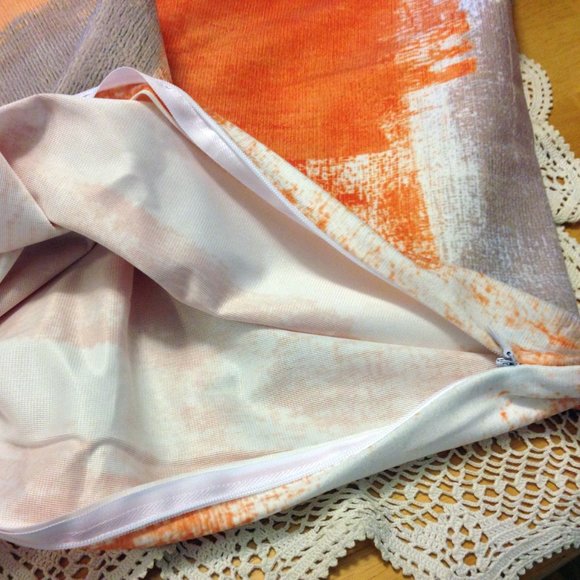 Soft orange with tan and cream pillow covers - Picture 5 of 5